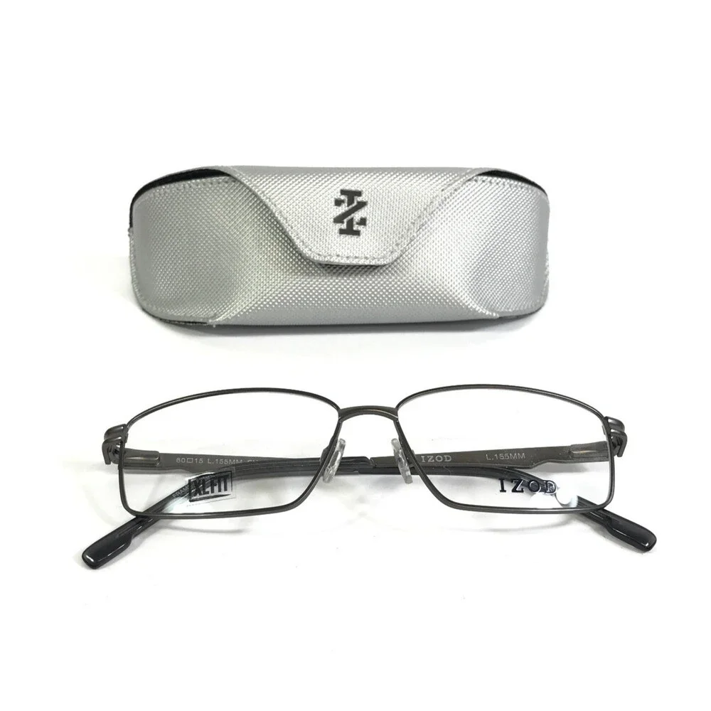 IZOD Eyeglasses Frames IZ 2121 GUNMETAL Gray Rectangle Wire Rim 60-15-155